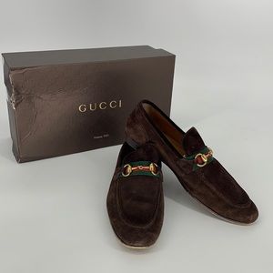 Gucci brown suede loafers
